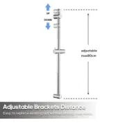 Decaura Adjustable 80cm Shower Arms Shower Rail Only inkl. Head Holder Chrome