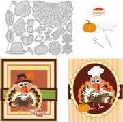 Fall Turkey Die Cuts Autumn Pumpkin Hat Embossing Template Animal Food Dessert C