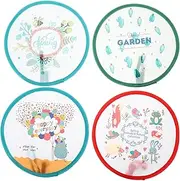 ULDIGI Set of 4 Round Hand Fans Foldable Dance Paddle Fans Performance Hand Fans for Summer Events