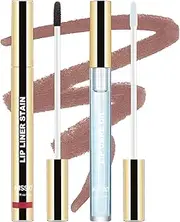 KISSIO Lip Liner Stain,Peel Off Lip Liner and Lip Care Oil,Transfer Proof,Long Lasting and Waterproof Lip Tint,Matte Finish,Lip Combo,05 Light brown