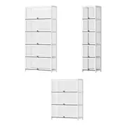 Oikiture Display Cabinet Storage Shelf Clear Bookshelf Stand Rack Bookcase White