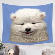 Cute Animal Art Adorable Samoyed Dog Puppy Tapestry