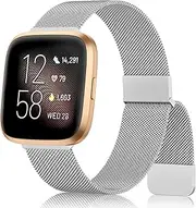 Leonids Metal Band Compatible with Fitbit Versa 2 Bands/Fitbit Versa Bands Women Men, Stainless Steel Mesh Loop Adjustable Magnetic Wristband Stylish Replacement Bracelet Strap for Fitbit Versa 2/Versa/Versa Lite/Versa SE Smartwatch