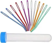 jojofuny 12pcs Assorted Large Eye Bent Needles Perfect for Knitting Wool Tapestry Sewing Embroidery Aluminum Hand Knitting Needles in Storage Tube