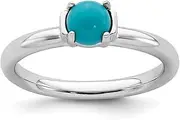 2.5mm 925 Sterling Silver Prong set Stackable Expressions Polished Simulated Turquoise Ring USA Size 8 Jewelry for Women