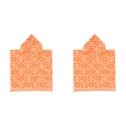 2x Bambury HiLo Kids/Children Poncho Bloom Cotton Towel w/ Hood 60x60cm Peach