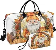 [YXYZRMY] Halloween Gnome Pumpkin Travel Duffel Bag Gym Bag Sports Tote Bag with Multiple Interior Pockets Shoulder Weekender Bag for Women Men with Toiletry Bag 20.5”x 7.9”x 13.8”, Multi-Colored, one