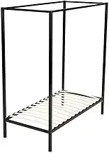4 Four Poster Single Bed Frame with Black Finish