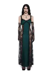 [Dolls Kill] Night Surrender Maxi Slip Dress - Green (Fairfax)