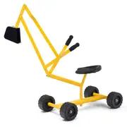 Babyjoy Kids Ride On Sand Digger Heavy Duty Steel Digging Scooper Excavator Crane w/Wheels & Rotatable Seat