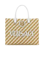 Versace Embroidered Chain Stripes Tote