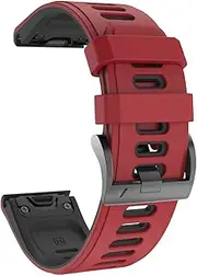 [ISOUDE] Double Colors Silicone Strap For Garmin Fenix5 5X Plus 6 6X Pro 22mm 26mm Sport Soft Rubber Watch Band For Fenix7 3HR Wristband