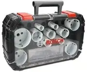 Bosch 14-Piece Hole Saw Set BIM Progressor (for Wood, Metal, Drywall, Plastic, Ø 20-76 mm, 44mm length, with Power-Change Plus Adapter, HSS Pilot Drill Bits, Professional Accessories for Drills)