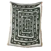 Throw Blanket Faux Cashmere Sofa Cover Green Snake Pattern Tassel 130X160cm Throws & Afghans