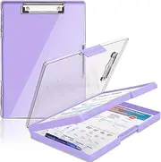 SFLHHDM Clipboard Storage,Heavy Duty Clip Boards 8.5x11 2 Storage Case,Clear Visible Top Panel Storage Clipboards,Side Opening Clip Boards,Nursing Clipboard Folder Case for Office Supplies-Purple