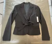 NWT Theory Women's Galina Law Tie Front Charcoal Blazer Jacket Size 10 $395