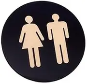 Gents/Ladies Toilet RestroomWC Door Sign, 5mm 3D Acrylic Mirror Round Toilet Door Sign Bathroom WC Black Gold Silver Modern Wood Base Wall Sticker Home Decor(Black,8 inch (20cm))