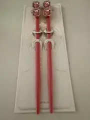 Pink plastic hair chop sticks accessory picks pins 7.5" long