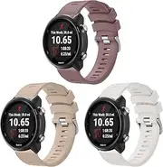 Meliya for Garmin Forerunner 245/645 / 165/158 / 55 Watch Band Women Men, 20mm Soft Silicone Replacement Strap for Garmin Forerunner 245/645 Music SmartWatch (SmokeViolet+MilkTea+Starlight)