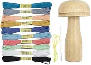 Darning Egg for Socks - Wooden Darning Loom Machine | Wooden Darning Tool Compact Lightweight Sewing Kits with Ten Different Color Threads for Darning Socks, Sweaters, Pants, Hats, Znet-au