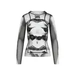 [Jean Paul Gaultier] Jean Paul Gaultier-Black "Body Lace Mariniere" Top-Donna M STAND