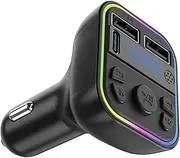 bluetooh Car FM Transmitter – Wireless Radio Adapter with USB Charging Ports & Hands-fre Calling | Seamless Music Streaming, Noise Cancellation, Compatible with All Vehicles