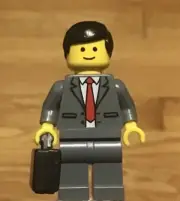 LEGO Minifig Businessman Manager Boss Lawyer Attorney Red Tie Black Hair