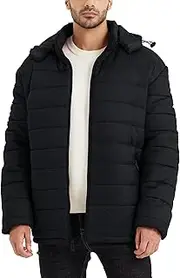 [BEST SOUTH] Men's Winter Coats Lightweight Insulated Puffy Thicken Fleece Warm Casual Jackets Outerwear with Hood Cold Weather