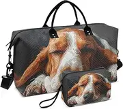 [ZRYSMY] Duffel Bag for Traveling, Basset Hound Sad Lying Travel Bag Gym Bag, with Multiple Interior Pockets Shoulder Weekender Bag for Women Men with Toiletry Bag 20.5L x 1.9W x 13.8H, Multi-Colored