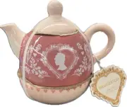 Bridgerton Limited Edition Pink Cameo Design Stacked Romantic Teapot and Cup Set