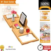 Sturdy Bamboo Bath Caddy Tray with Non-Slip Design - Ultimate Bath Experience