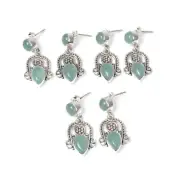 Wholesale 3pr 925 Solid Sterling Silver Aqua Chalcedony Stud Earring Lot W882