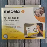 Medela Breast Feed Quick Clean 5 Micro-steam Bags ~ 100 Uses (20 per bag) ~ NEW