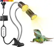 Dimmable Reptile Heat Lamp, E27 Dual Head Max 100W+100W UVA UVB Reptile Light wi