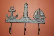 (6), Sailing Wall Decor, Sailboat Coat hat hook, Bronze-look, Cast Iron, BL-69