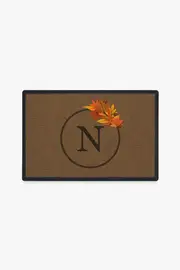 Harvest Leaves Monogram N Doormat