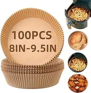 OAIGE.W Air Fryer Liners, 100PCS 8IN Air Fryer Disposable Paper, Air Fryer Parchment Paper Liners, Oil-Proof, Water-Proof, Food Grade Baking Paper, for Air Fryer, Steamer, Microwave(8in)