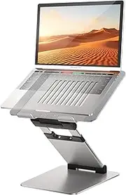 Ergonomic Laptop Stand for Desk, Sit to Stand Laptop Riser, Adjustable Height up to 21", Standing Computer Stand, Promote Healthy Posture Compatible with MacBook Air Pro, All Laptops 10-17"-Silver