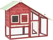 Rabbit Hutch Indoor Bunny Cage Outdoor Wooden Rabbit House w/Ramps, Run, Nesting Box, Wire Fence, Bunny Hutch Rabbit Cage for Small to Medium Animals, 140x63x120 cm Solid Firwood