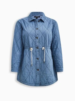 Torrid Denim Quilted Jacket Blue Plus Size 3 3X 22 24 #H31483B