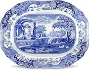 Spode Blue Italian Medium Oval Platter | 14 Inch Serving Platter for Dessert, Appetizers, and Snacks | Made from Fine Porcelain | Microwave and Dishwasher Safe