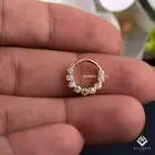 Claire 14 CT Gold Septum Daith Piercing, Bezel Round diamond Nose Ring clicker