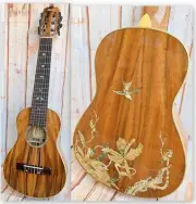 Alulu Baritone Guitarlele solid Acacia Koa hummingbird inlaid HUA576