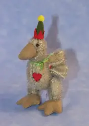 DEB CANHAM "HENNY PENNY" A MOHAIR DUCK ? WITH POINTED HAT FOR CONVENTION 2011