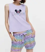 NEW PETER ALEXANDER DISNEY MICKEY MOUSE LILAC TANK + SHORTS PJ SET M RRP$129.90