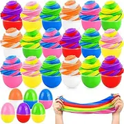 SURCVIO 18 Pack Easter Basket Stuffers Slime Easter Egg Fillers, Butter Slime Kit Easter Eggs Toys for Kids Fidget Toys Stress Relief Slime Easter for Boys and Girls Hunt Surprise Egg Party Favor Gift