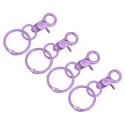 44mm Swivel Clasps Lanyard Snap Hook with Binder Ring for DIY Purple, 4Pcs