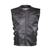 Motorcycle Harley Biker Swat Style Vest Mens Premier Grade Milled Leather Black