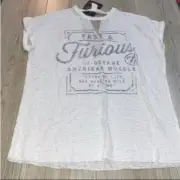 Fast and furious by affliction white grey short sleeve shirt top