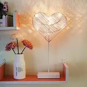 GUOCHENG Lovely Heart LED Table Lamps Warm White Pedestal Night Lights Battery & USB Operated Creative Lighting Lamp Mood Light for Wedding Home Bedroom Party Decoration (Pink Heart)